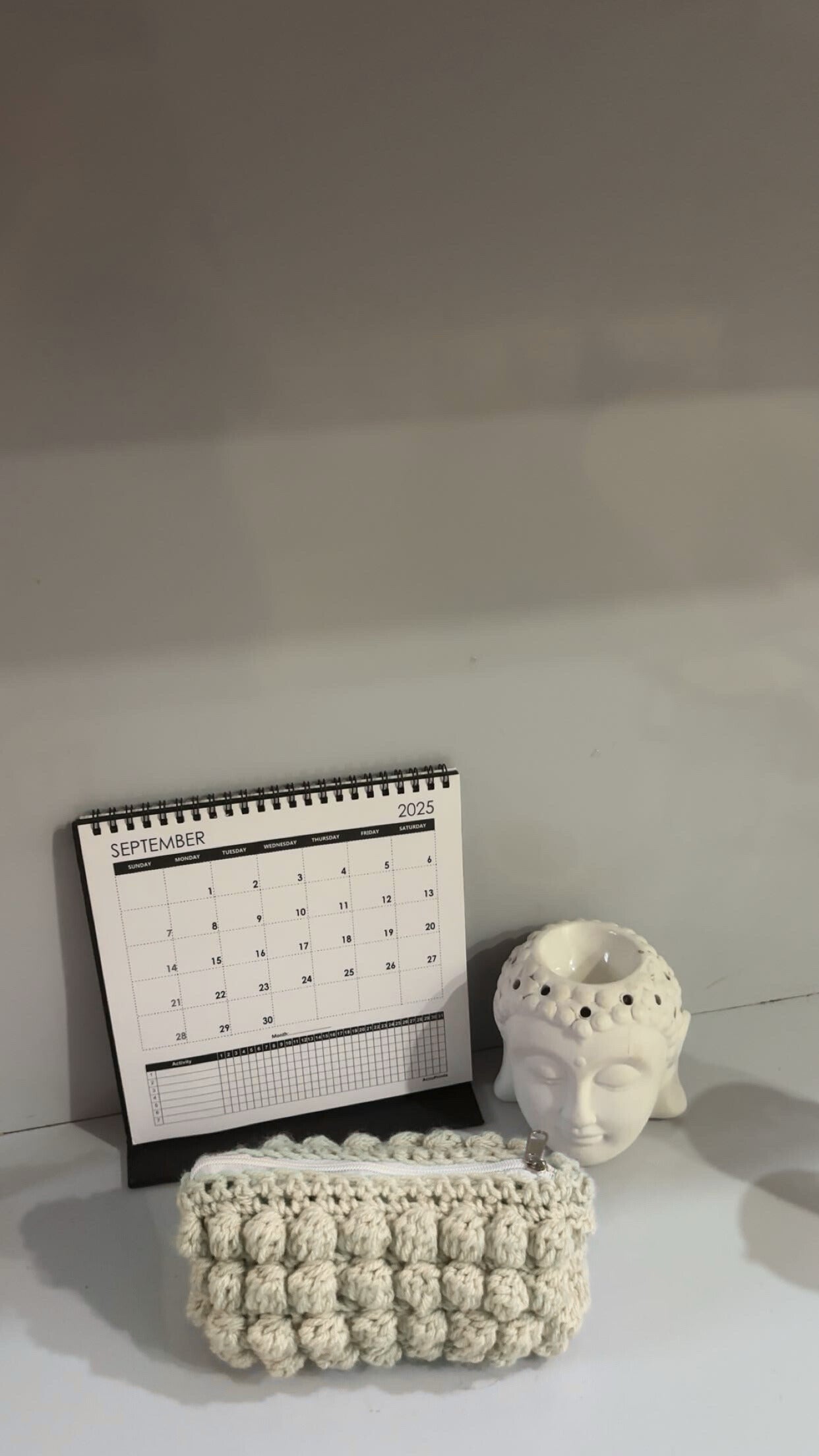 Handmade Crochet Bobble Stitch Zipper Pouch: Pastel Makeup Bag