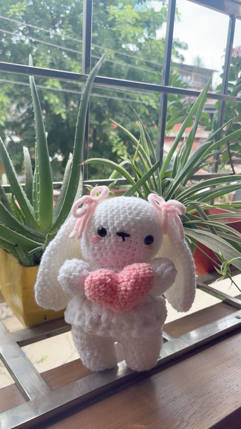 Crochet Rabbit Plush With Heart | Cute Amigurumi Animal