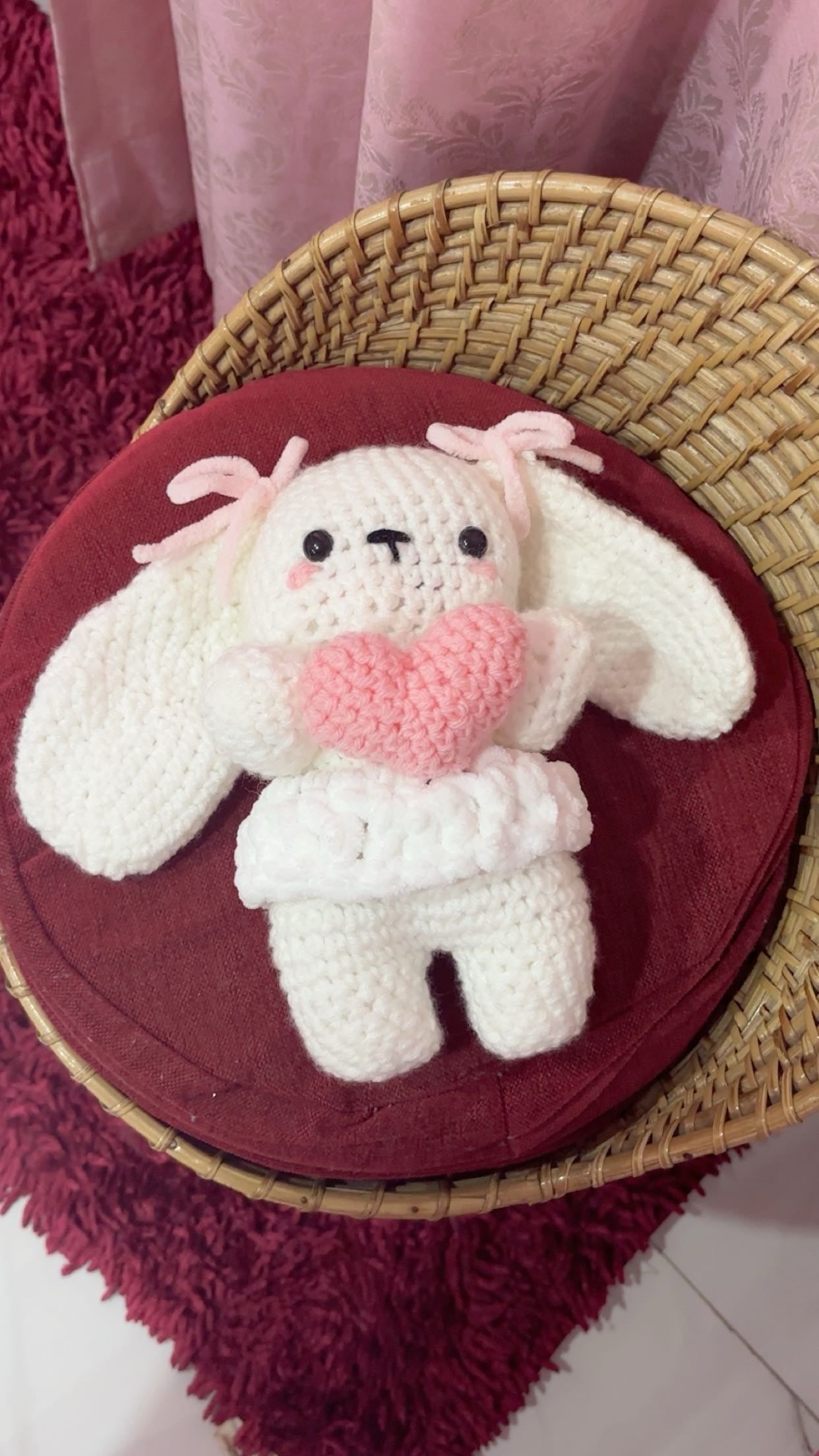 Crochet Rabbit Plush With Heart | Cute Amigurumi Animal