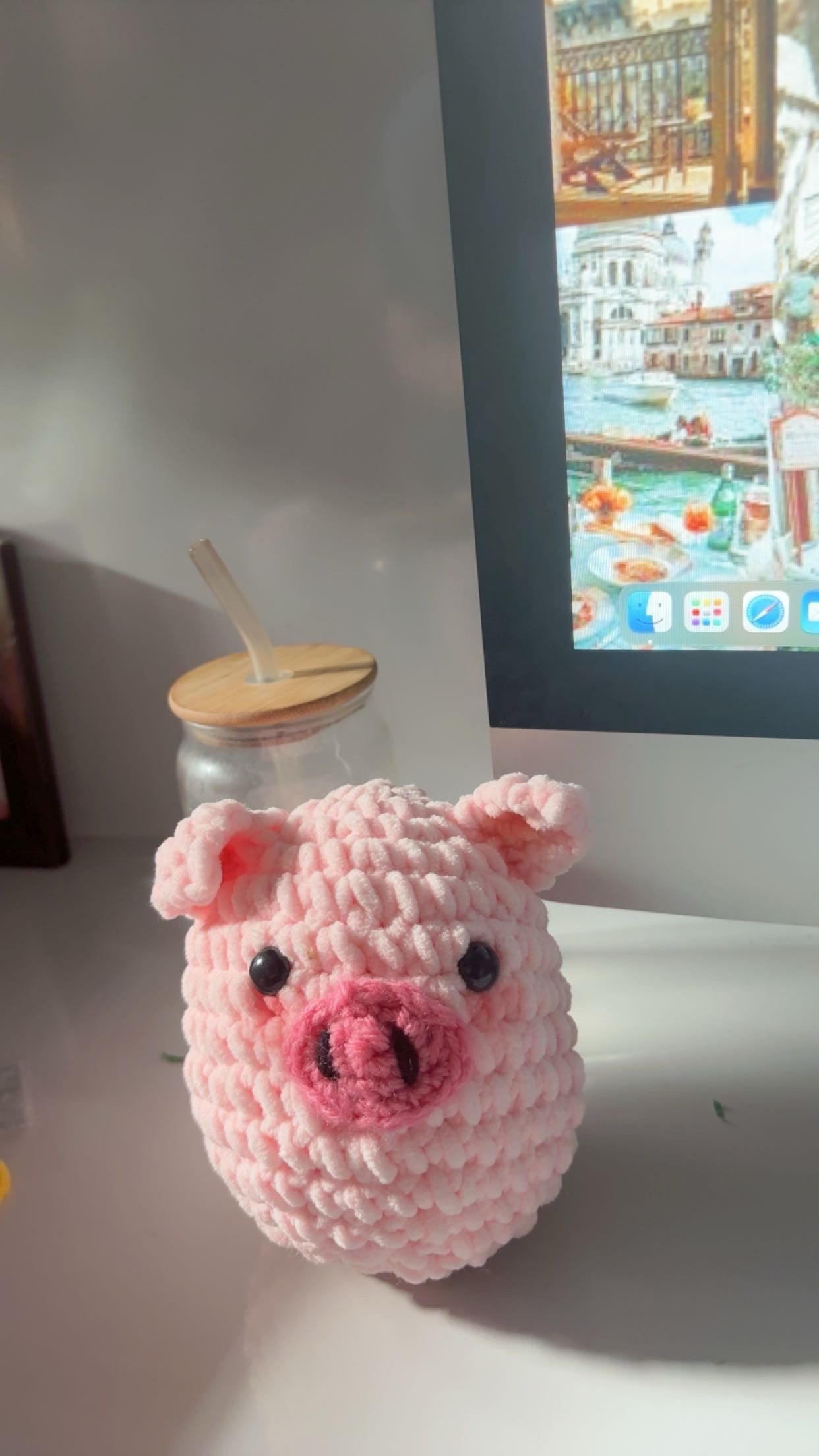 Handmade Crochet Pig Plush – Soft Amigurumi Piggy Toy, Kawaii Farm Animal Gift