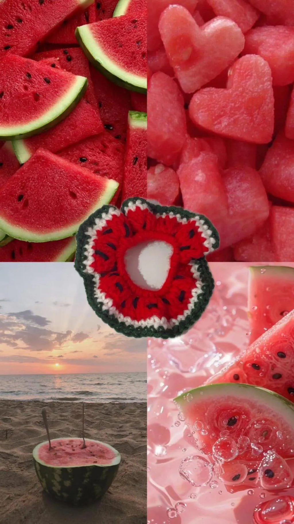 Handmade Fruit-Inspired Crochet Scrunchies – Watermelon, Coconut & Strawberry Hair Ties