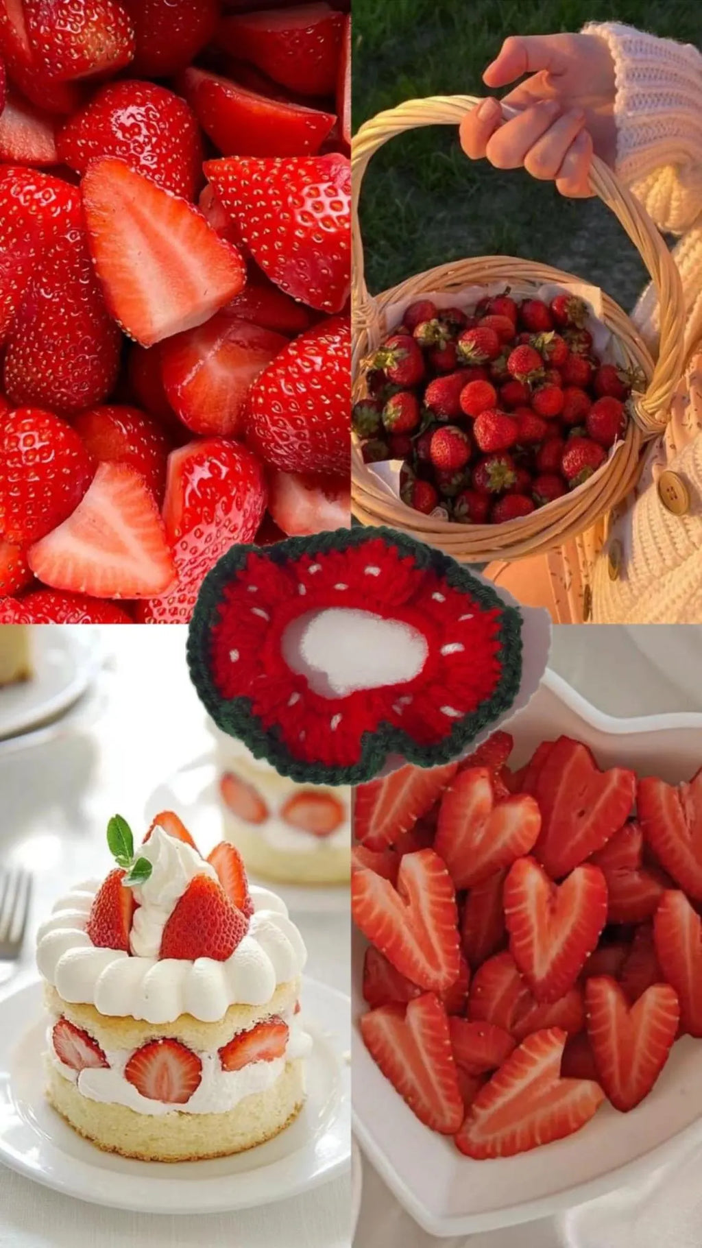 Handmade Fruit-Inspired Crochet Scrunchies – Watermelon, Coconut & Strawberry Hair Ties