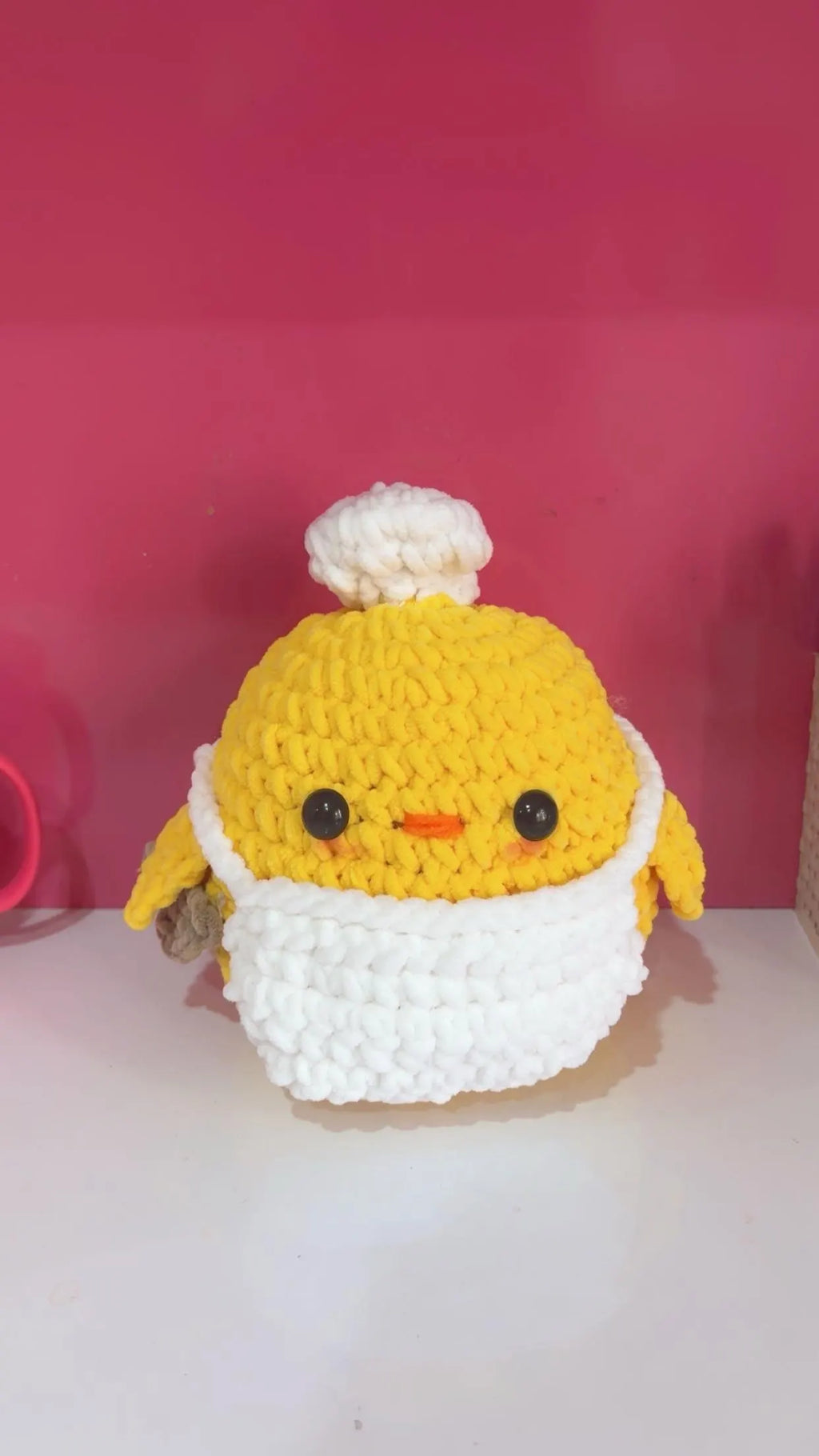 Crochet Chef Chick Plushie: Handmade Amigurumi Stuffed Animal