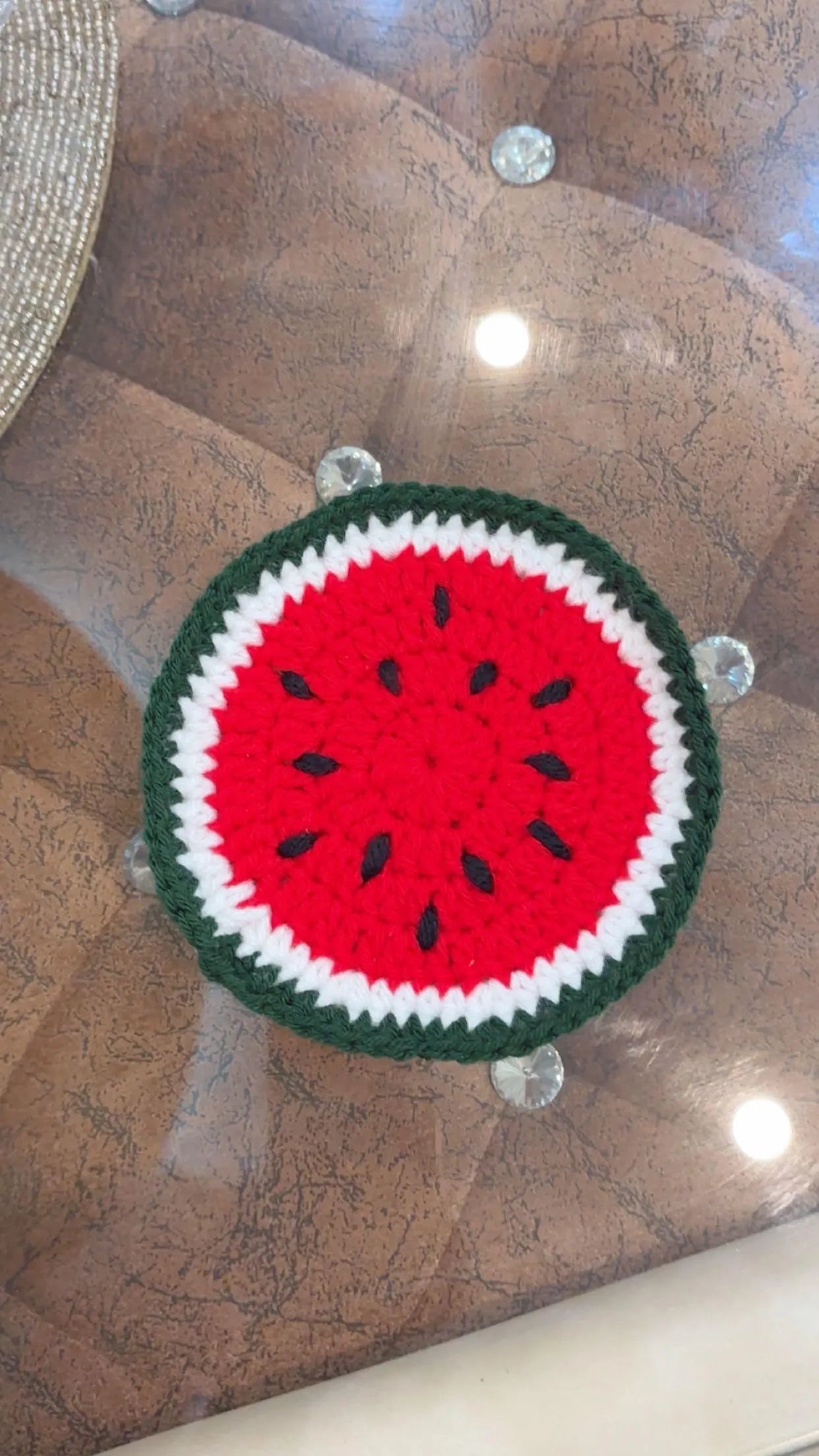Handmade Crochet Fruit Coasters – Strawberry, Watermelon & Lemon Set